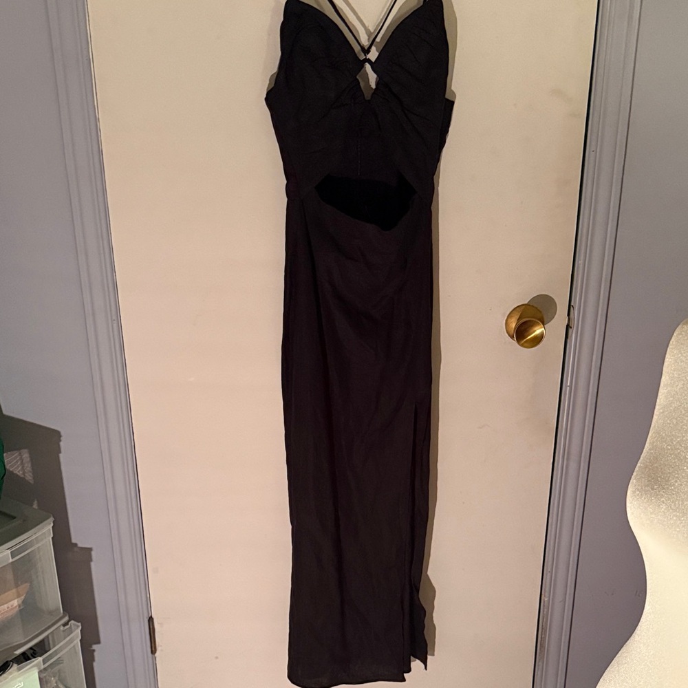 sexy Black summer linen Dress